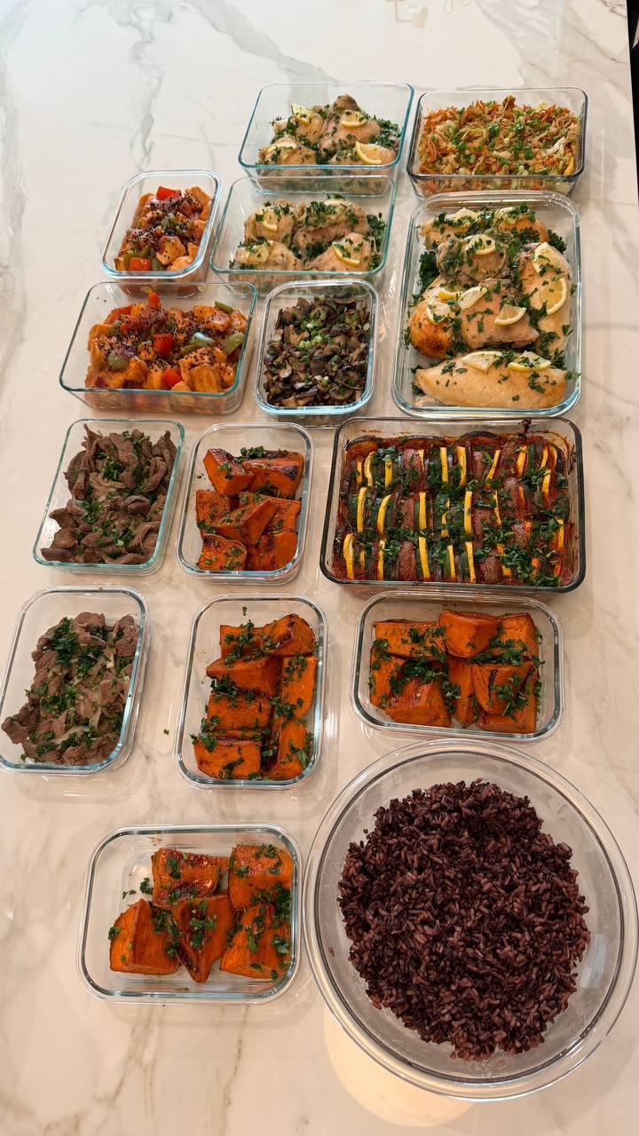 variety of dishes are displayed on a table
