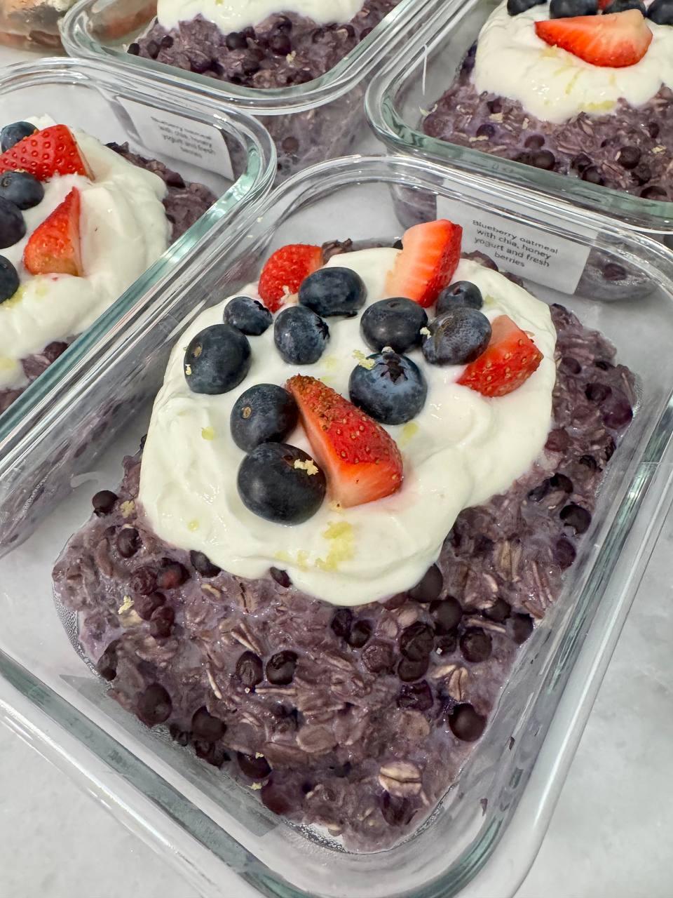 dish with a combination of berries, yogurt