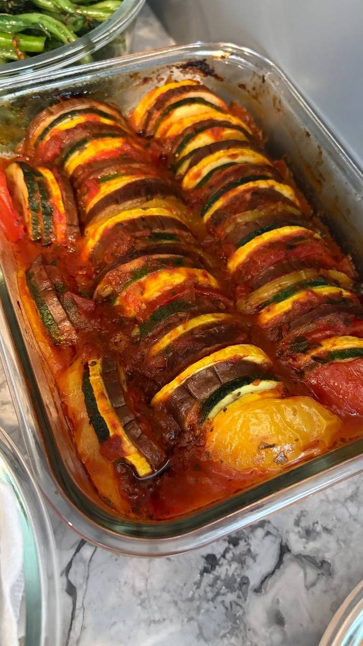 large dish filled with a variety of vegetables