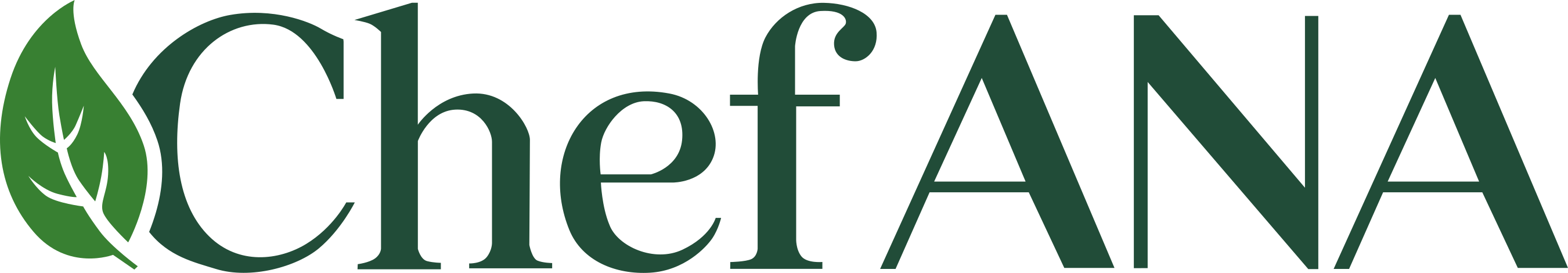 Personal Chef Ana horizontal logo in forest green on a transparent background